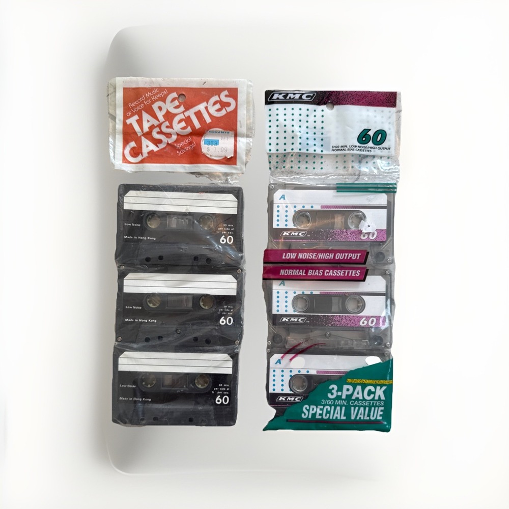 (2) 3-pack Authentic 60 Minute Low Noise-High Output Blank Cassette Tapes SEALED